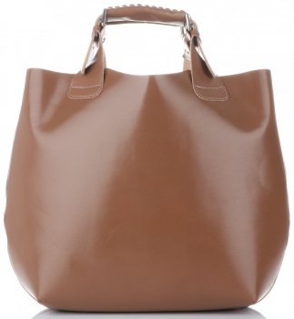 GEANȚĂ DIN PIELE shopper bag Vera Pelle maro pământiu 854