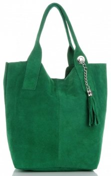 GEANȚĂ DIN PIELE shopper bag Genuine Leather verde de zmeu 801