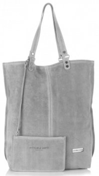 GEANȚĂ DIN PIELE shopper bag Vittoria Gotti gri deschis V22