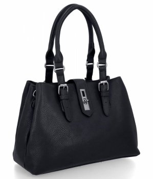 Geantă elegantă de damă 3 compartimente marca Herisson 22R527 neagră