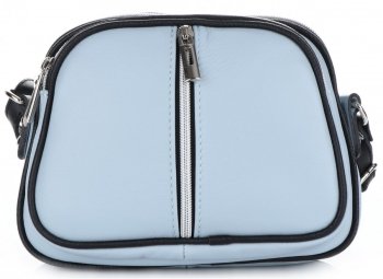 GEANȚĂ DIN PIELE tip poștaș Genuine Leather albastru deschis 333