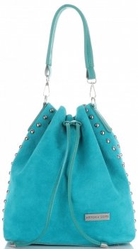 GEANȚĂ DIN PIELE shopper bag Vittoria Gotti turcoaz V3020