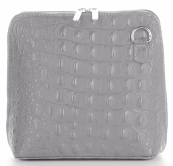 GEANȚĂ DIN PIELE tip poștaș Genuine Leather gri deschis 218
