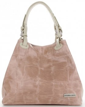 GEANȚĂ DIN PIELE shopper bag Vittoria Gotti roz de pudră V692754