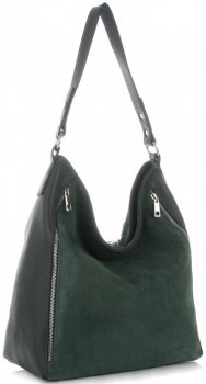 GEANȚĂ DIN PIELE shopper bag Vittoria Gotti verde de sticlă V3368