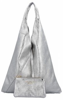 GENȚĂ DIN PIELE shopper bag Vittoria Gotti argint 5820S