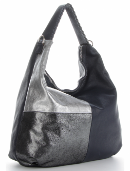 GEANȚĂ DIN PIELE shopper bag Genuine Leather bleumarin 5521