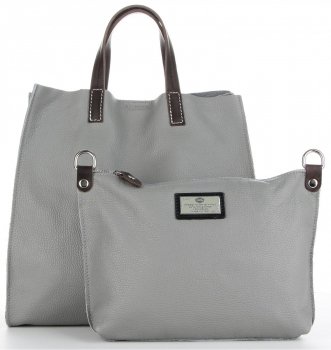 GEANȚĂ DIN PIELE universală Genuine Leather gri 691756