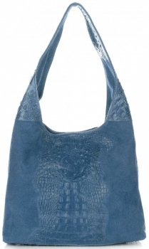 GEANȚĂ DIN PIELE shopper bag Vera Pelle denim A1