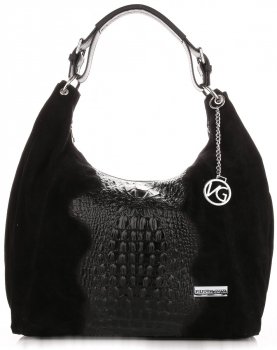GEANȚĂ DIN PIELE universală Vittoria Gotti negru V8397