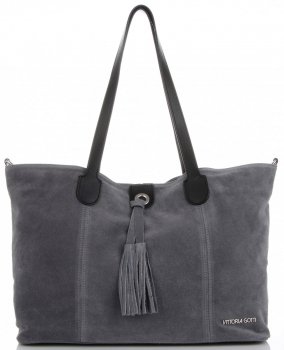 GEANȚĂ DIN PIELE shopper bag Vittoria Gotti gri V3076