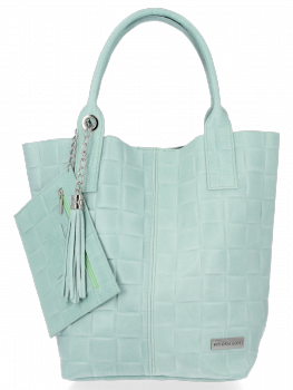 GEANȚĂ DIN PIELE shopper bag Vittoria Gotti mentă B22