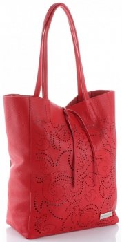 GEANȚĂ DIN PIELE shopper bag Vittoria Gotti roșu V299F