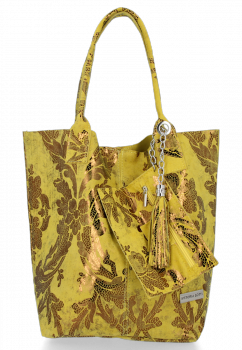 GEANȚĂ DIN PIELE shopper bag Vittoria Gotti galben V2472
