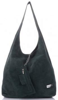GEANȚĂ DIN PIELE shopper bag Vittoria Gotti verde de sticlă V8802