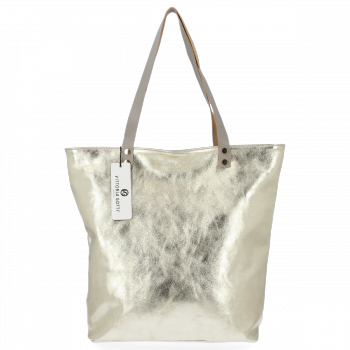 GEANȚĂ DIN PIELE shopper bag Vittoria Gotti auriu B24
