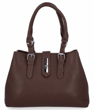 Geantă elegantă de damă 3 compartimente firma Herisson 22R527 ciocolată