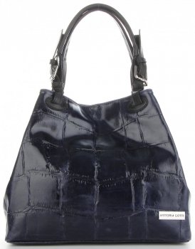 GEANȚĂ DIN PIELE shopper bag Vittoria Gotti bleumarin V692754