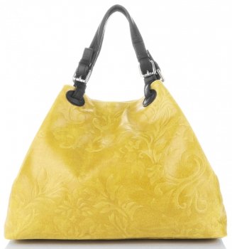 GEANȚĂ DIN PIELE shopper bag Genuine Leather galben 898G