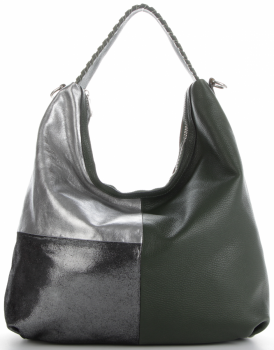 GEANȚĂ DIN PIELE shopper bag Genuine Leather verde 5521