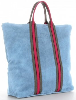 GEANȚĂ DIN PIELE shopper bag Vittoria Gotti albastru deschis V689746