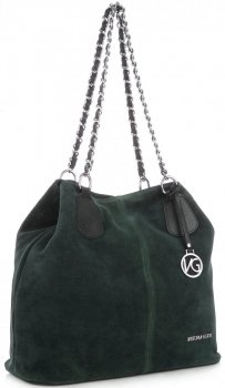 GEANȚĂ DIN PIELE shopper bag Vittoria Gotti verde de sticlă V3081