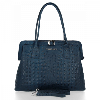 GEANȚĂ DIN PIELE clasică Vittoria Gotti bleumarin V2397