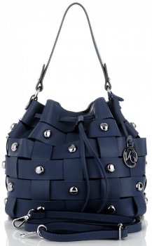 GEANȚĂ DIN PIELE shopper bag Vittoria Gotti bleumarin V5867