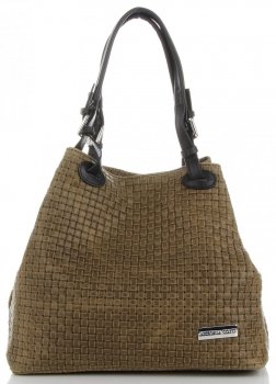 GEANȚĂ DIN PIELE shopper bag Vittoria Gotti kaki V80047