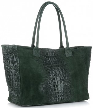 GEANȚĂ DIN PIELE cufăr Genuine Leather verde de sticlă 80042
