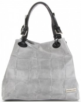 GEANȚĂ DIN PIELE shopper bag Vittoria Gotti gri deschis V692754
