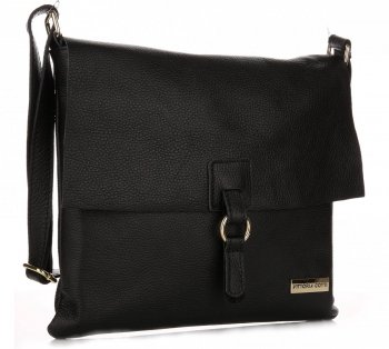 GEANȚĂ DIN PIELE tip poștaș Vittoria Gotti negru V05721