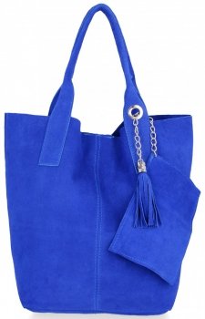 GEANȚĂ DIN PIELE shopper bag Genuine Leather cobalt 801