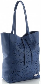 GEANȚĂ DIN PIELE shopper bag Vittoria Gotti denim V299F