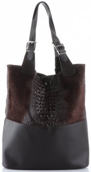 GEANȚĂ DIN PIELE shopper bag Genuine Leather ciocolatiu 216