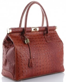 GEANȚĂ DIN PIELE cufăr Genuine Leather coniac 7727