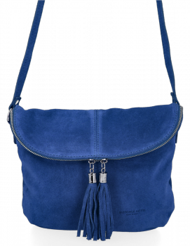 GEANȚĂ DIN PIELE tip poștaș Vittoria Gotti cobalt DB20