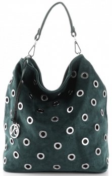 GEANȚĂ DIN PIELE shopper bag Vittoria Gotti verde de sticlă V3077Z