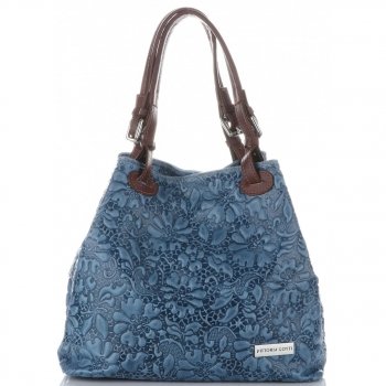 GEANȚĂ DIN PIELE shopper bag Vittoria Gotti denim V80049