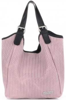 GEANȚĂ DIN PIELE shopper bag Vittoria Gotti roz de pudră V80050