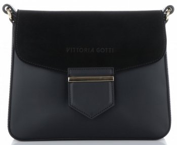 GEANȚĂ DIN PIELE tip poștaș Vittoria Gotti negru V71012