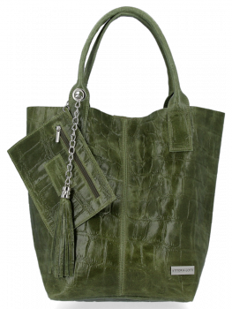 GEANȚĂ DIN PIELE shopper bag Vittoria Gotti verde B15