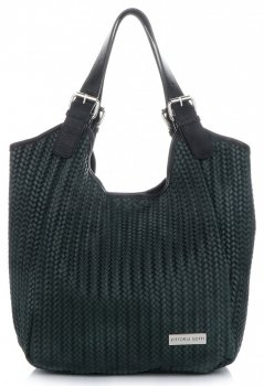 GEANȚĂ DIN PIELE shopper bag Vittoria Gotti verde de sticlă V80050