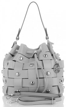 GEANȚĂ DIN PIELE shopper bag Vittoria Gotti gri deschis V5867