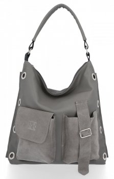 GEANȚĂ DIN PIELE shopper bag Roberto Ricci gri 19145