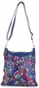 GEANȚĂ DIN PIELE tip poștaș Genuine Leather bleumarin 14