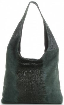 GEANȚĂ DIN PIELE shopper bag Vera Pelle verde de sticlă A1