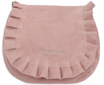 GEANȚĂ DIN PIELE tip poștaș Vittoria Gotti roz de pudră V5998