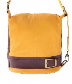 GEANȚĂ DIN PIELE rucsac Genuine Leather galben 6010