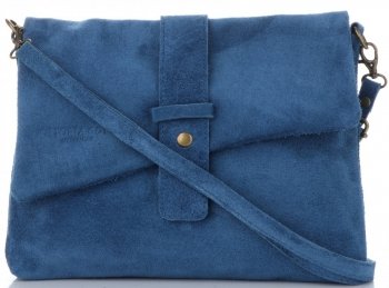 GEANȚĂ DIN PIELE tip poștaș Vittoria Gotti denim V2003